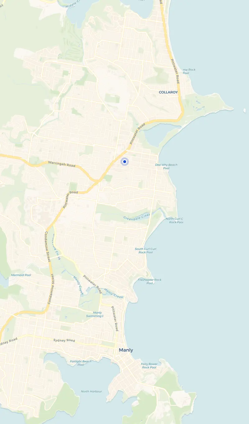 Map of the Dee Why service area and the surrounding suburbs we cover.